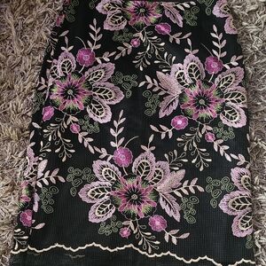 Floral Embroidered Black Skirt